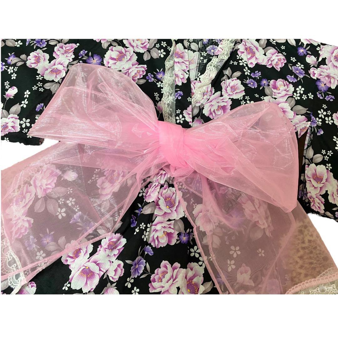 Y2K 大人用 浴衣ドレス 帯2点セット 姫ギャル 平成GAL