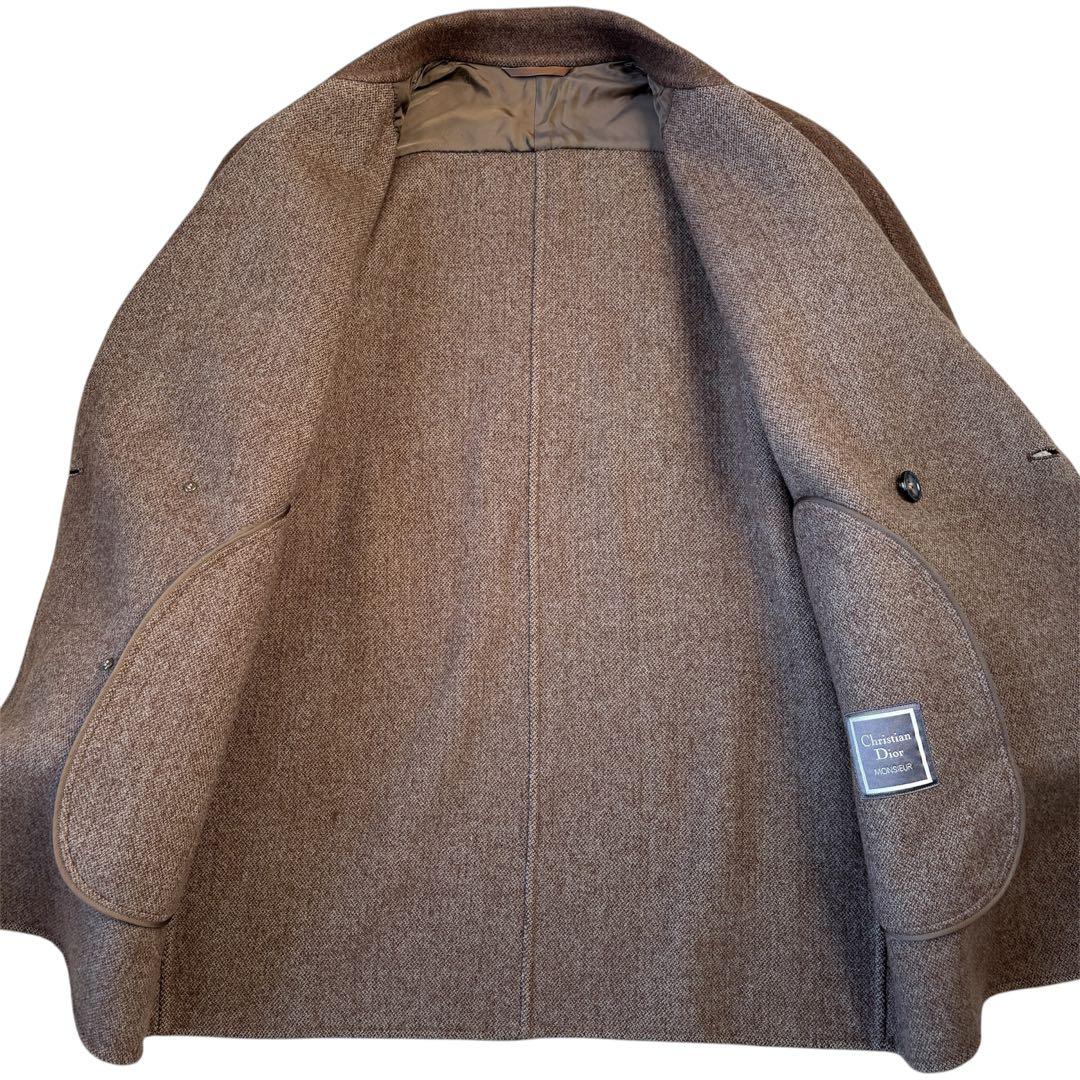 極美品 クリスチャンディオール ダブル ウールコート ブラウン 実質Lサイズ位