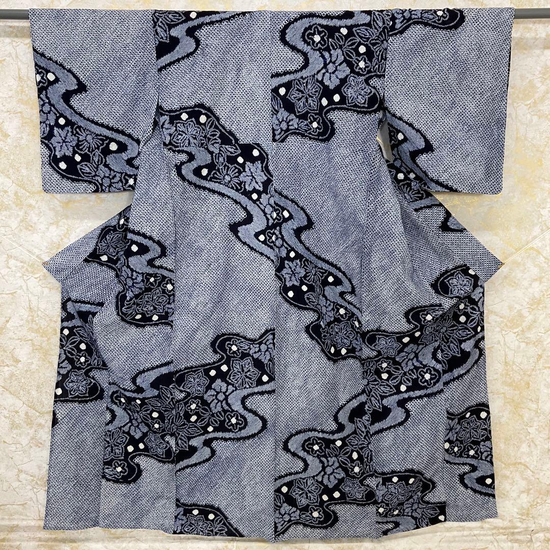 厳選◆夏物浴衣◆未使用同然◆素晴らしい三浦絞り有松絞り◆仕付◆裄64.5丈155