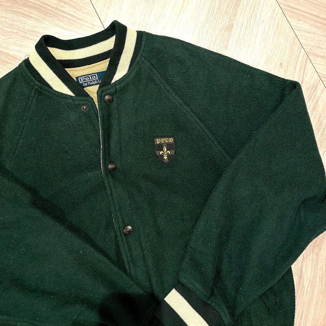 90s Polo by Ralph Lauren フリースバーシティジャケット緑