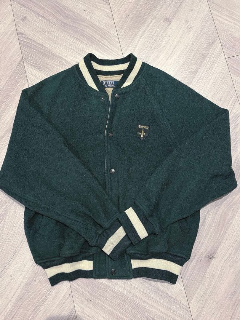 90s Polo by Ralph Lauren フリースバーシティジャケット緑