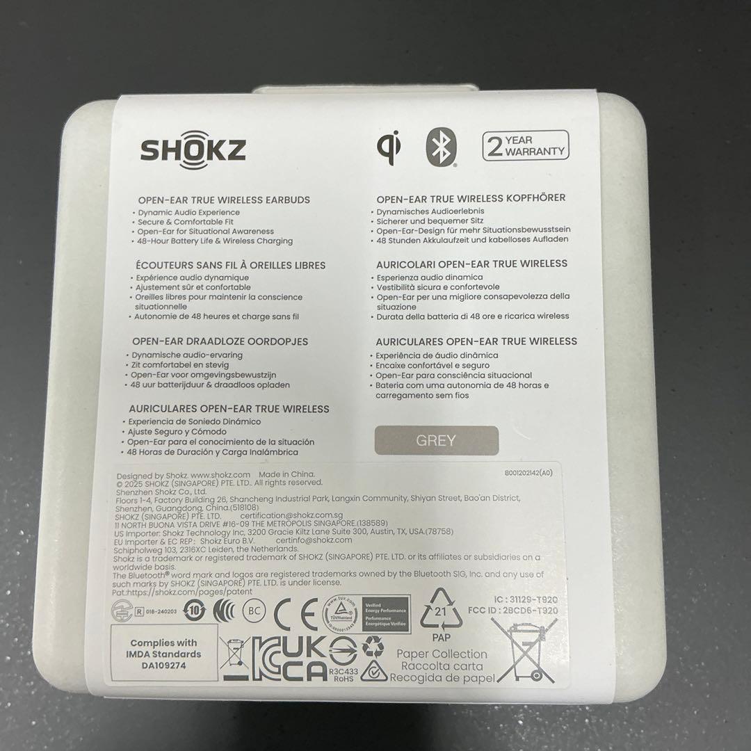 SHOKZ OPENFIT2+ グレー　新品未使用　保証書付き