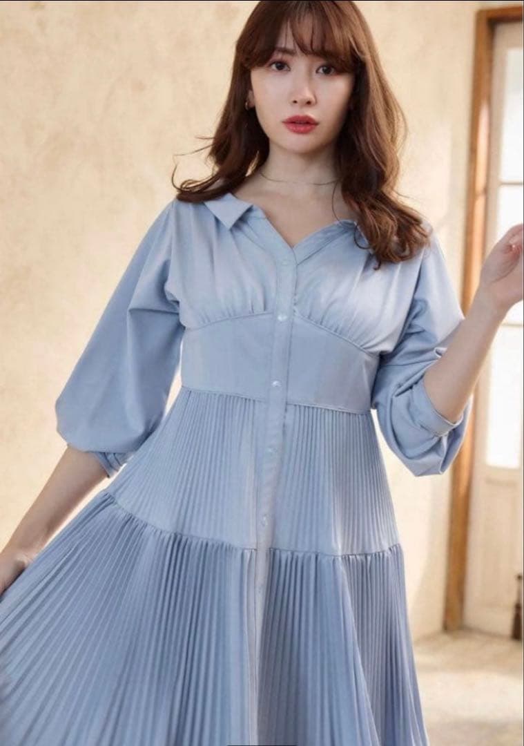 ワンピース Her lip to Pleated Open Shirt Dress