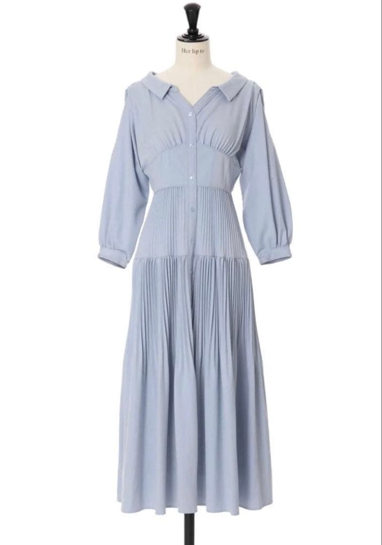 ワンピース Her lip to Pleated Open Shirt Dress
