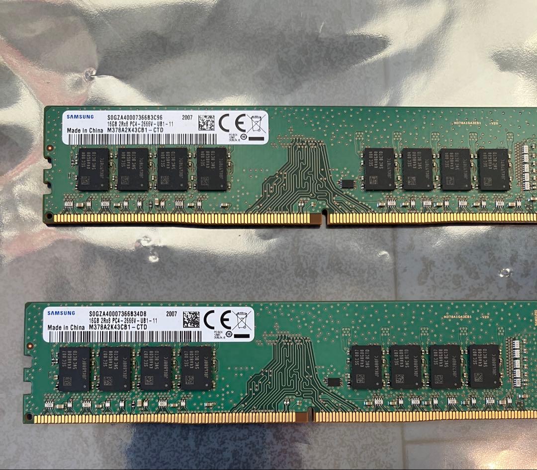 SAMSUNG　DDR4 PC4-2666V　16GB 2枚セット 計32GB