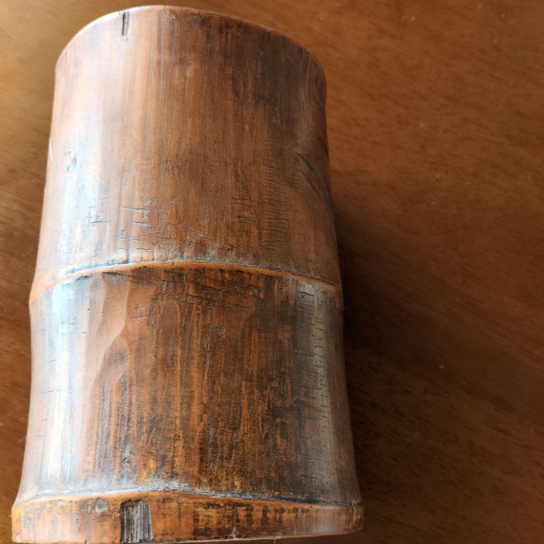 m*a様 ペン立て 筆筒 筆立 筆桶 書道具 竹彫刻 竜鳳 透かし彫り 彫刻 書