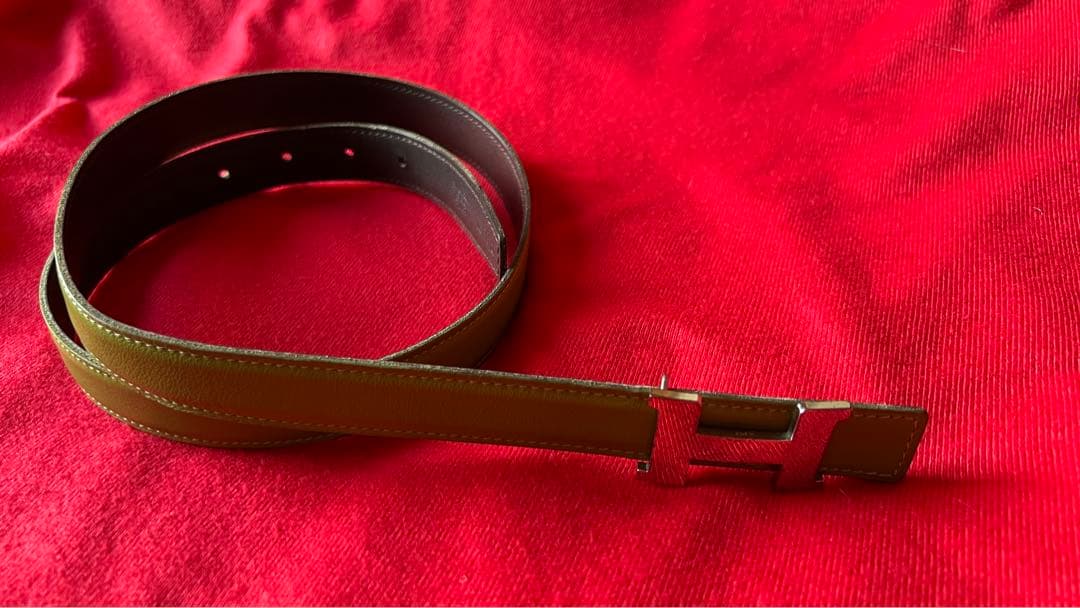 UESD エルメス　黄緑❌茶色　ベルト　エルメス HERMES コンスタンス