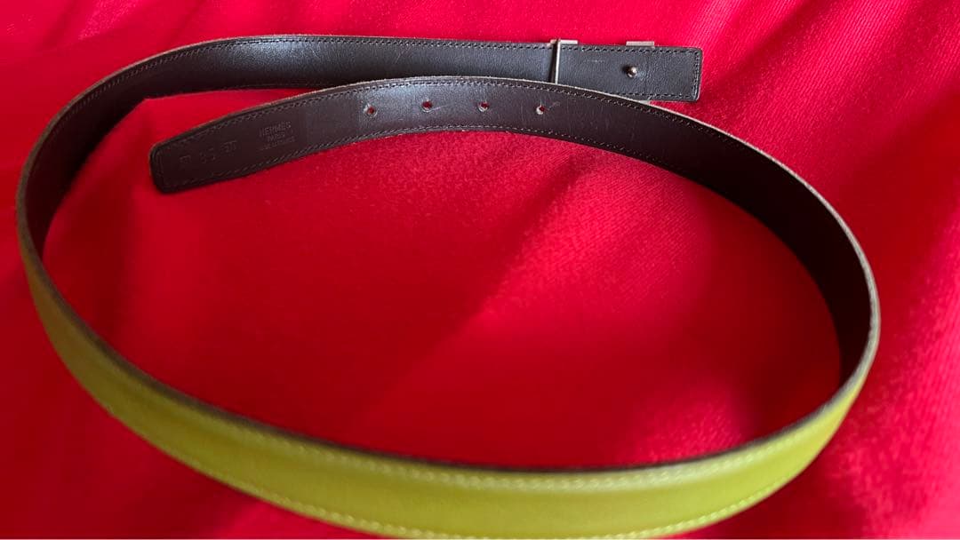 UESD エルメス　黄緑❌茶色　ベルト　エルメス HERMES コンスタンス