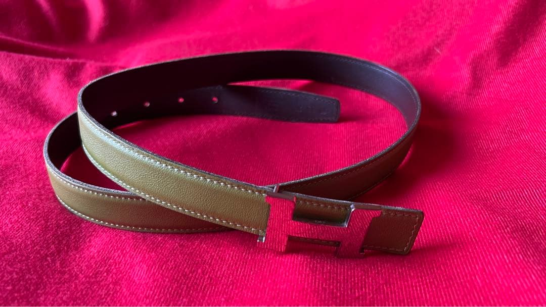UESD エルメス　黄緑❌茶色　ベルト　エルメス HERMES コンスタンス