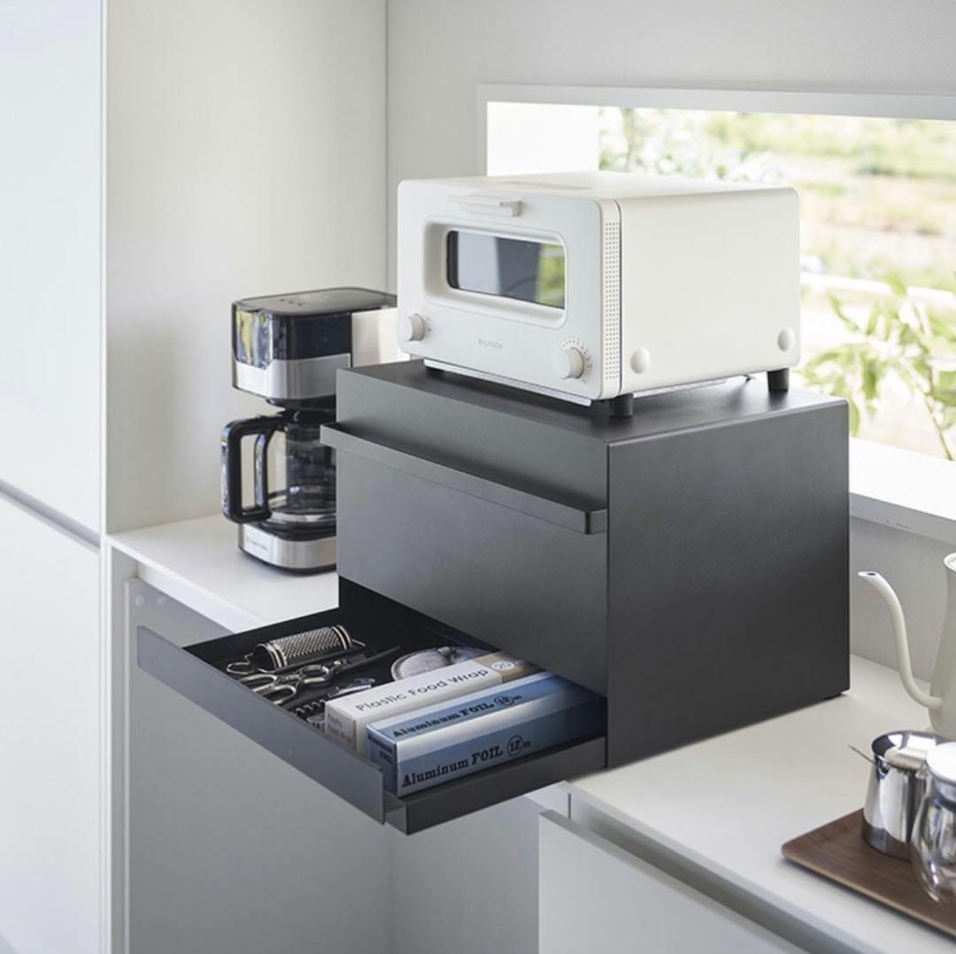 tower 山崎実業　ブラック ブレッドケース 引き出し型　2段