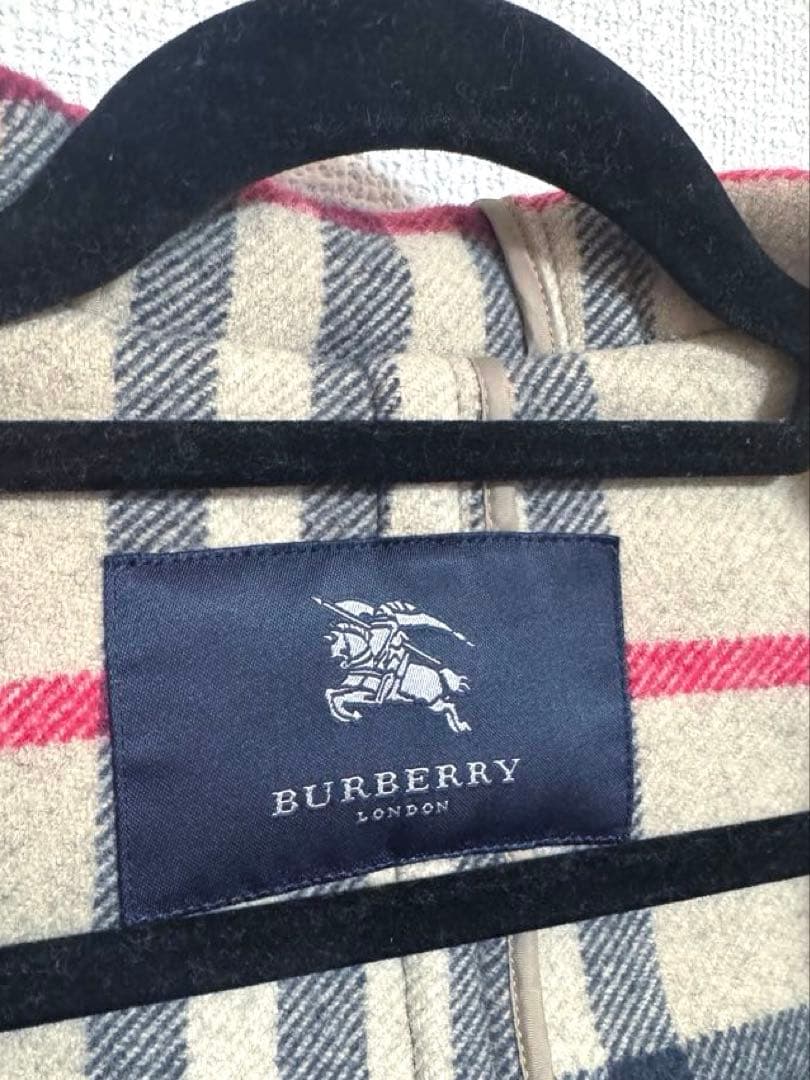 バーバリーロンドン ダッフルコート フード メガチェック　Lサイズ ダークグレー