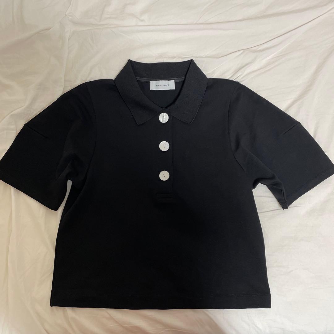 【15日まで値下げ中】ADAM ET ROPE 黒 半袖 ポロシャツ ボタン付き