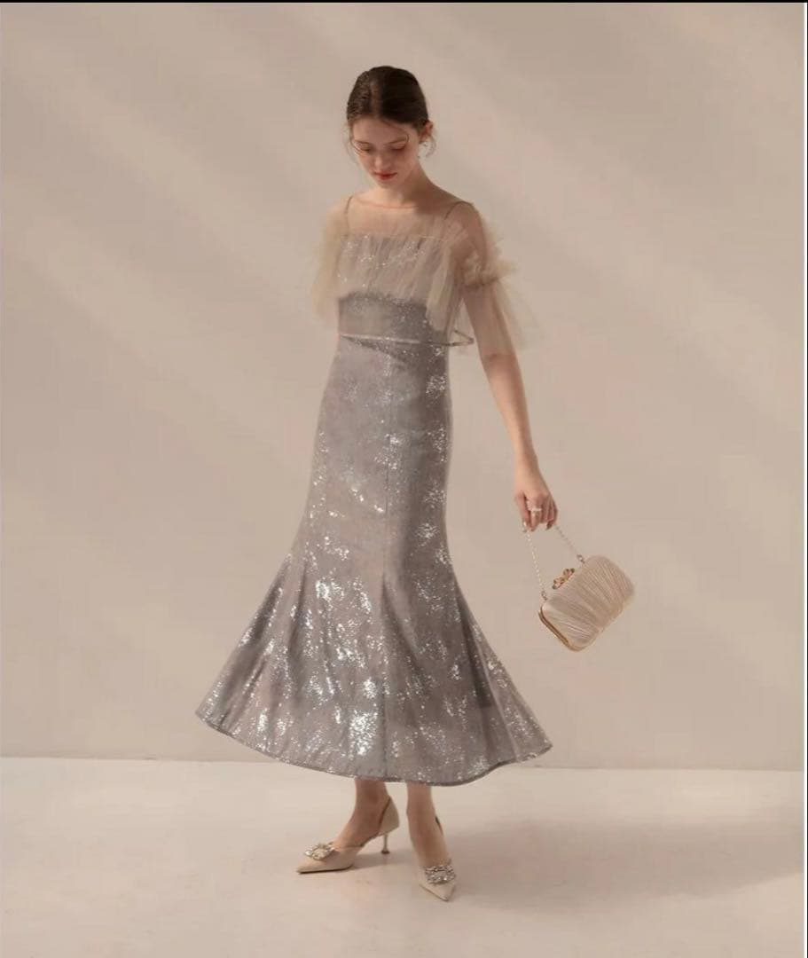 LEJA チュールフリルボレロペイントマーメイドドレス　M