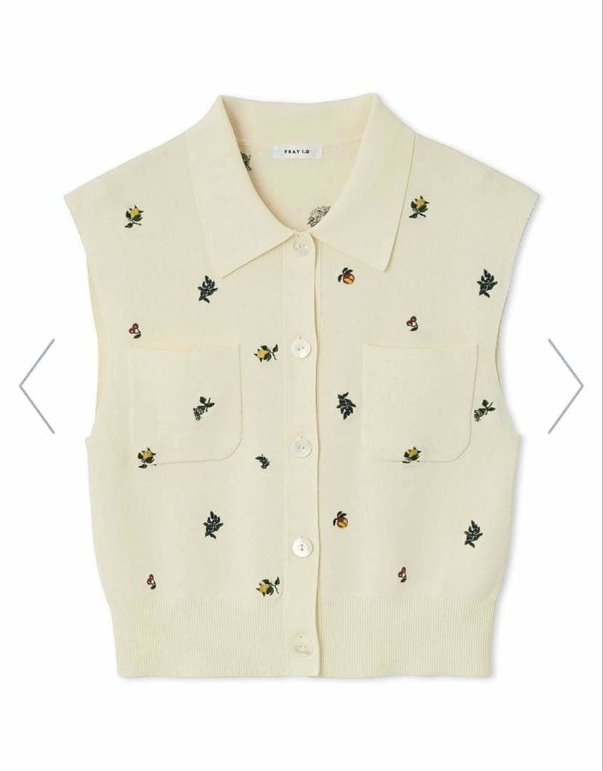 【新品未使用品】FRAY I.D 新作 フルーツ刺繍ポロ ノースリニット タグ付