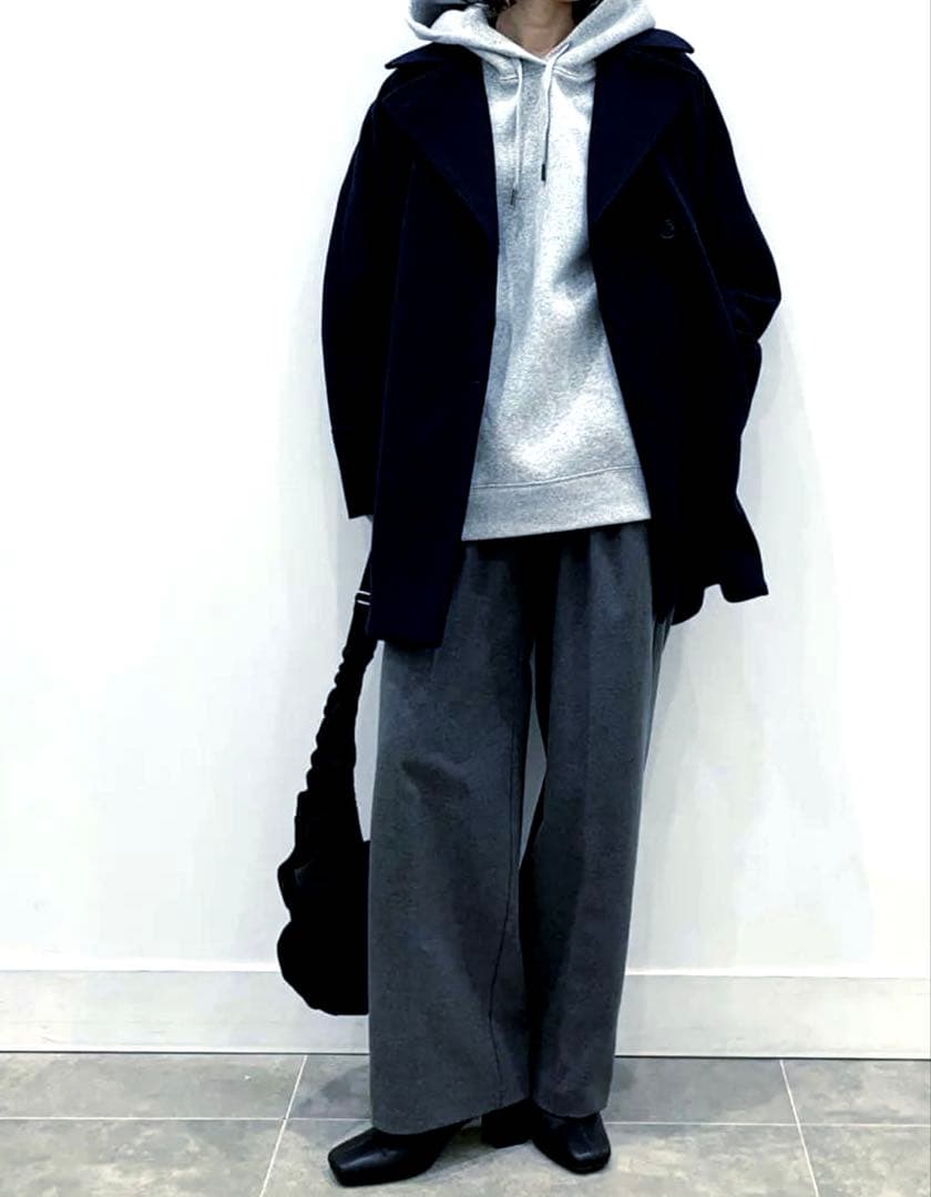 【新品】GU コージーメルトンケープコート M メルトン コート ケープ グレー