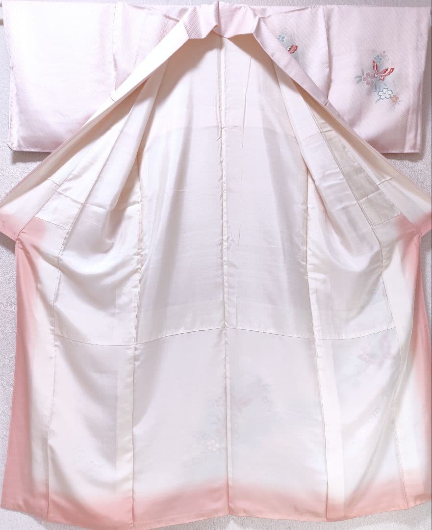 ❰6547❱ フルセット　付け下げ訪問着　作家　山本寛斎　桜　蝶　袋帯　正絹着物