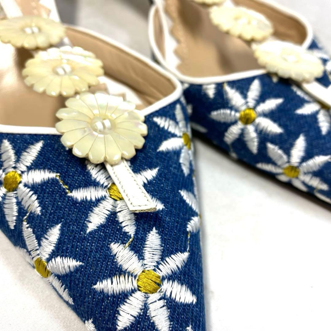 マノロブラニク　花柄　ミュール　サイズ表記「37 1/2」23.5センチ程度