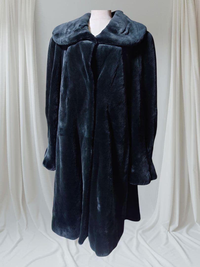 美品！サガ ロイヤル 高級 Aライン シェアードミンク コート ブラック L