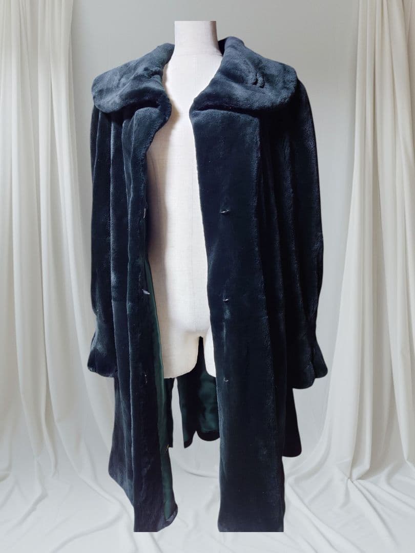 美品！サガ ロイヤル 高級 Aライン シェアードミンク コート ブラック L