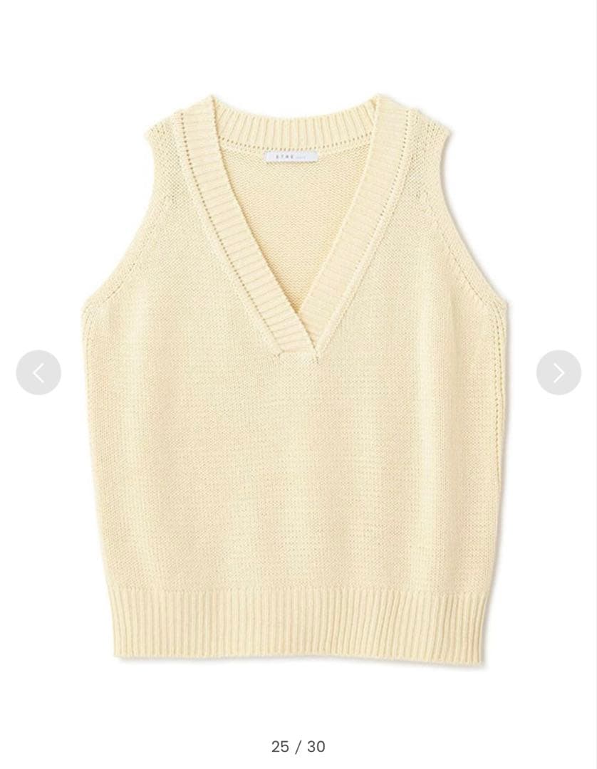 Ｖネックスリーブレスニットプルオーバー　イエロー