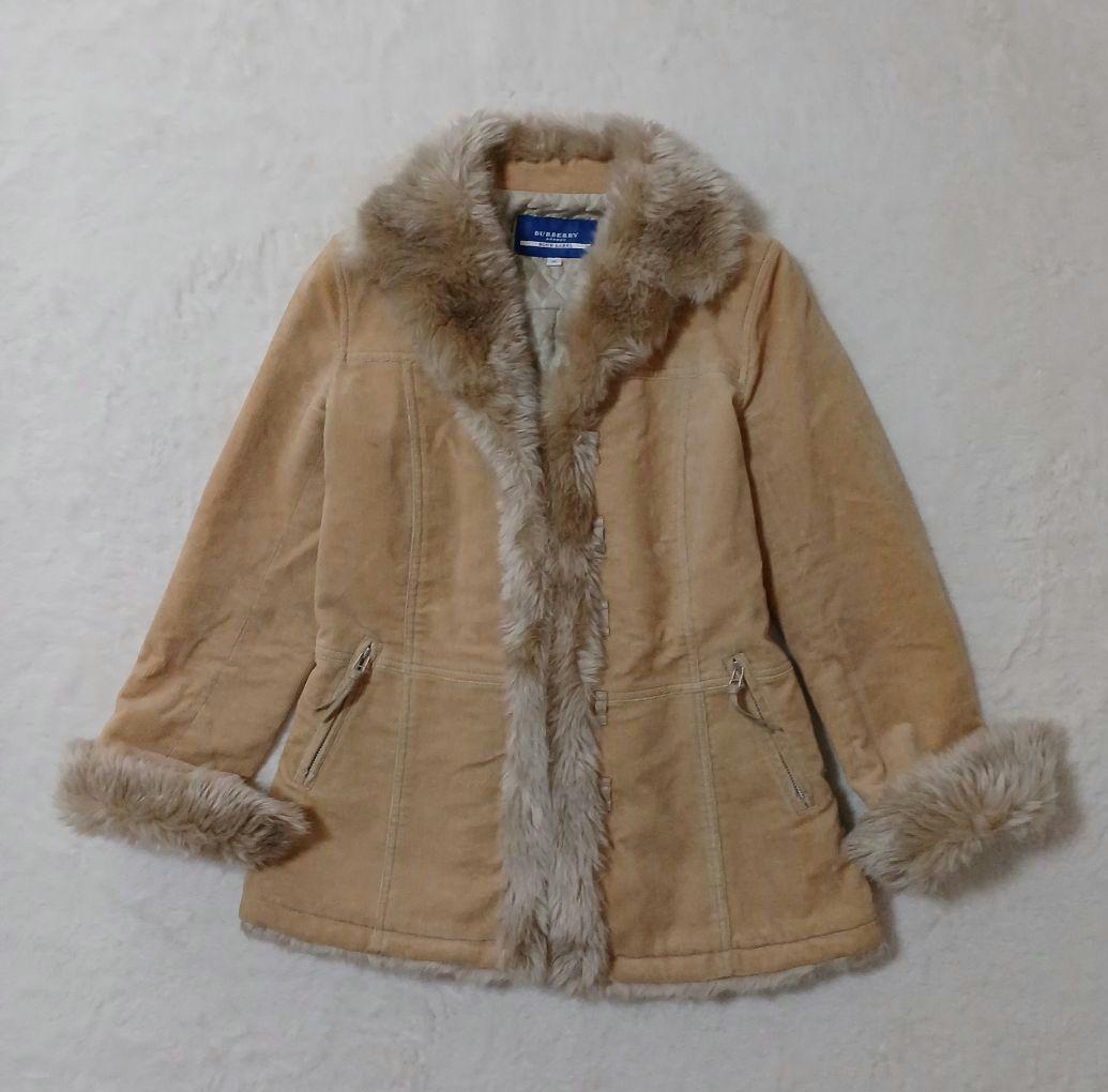 BURBERRY BLUE LABEL♪コーデュロイコート　ファー　キルティング