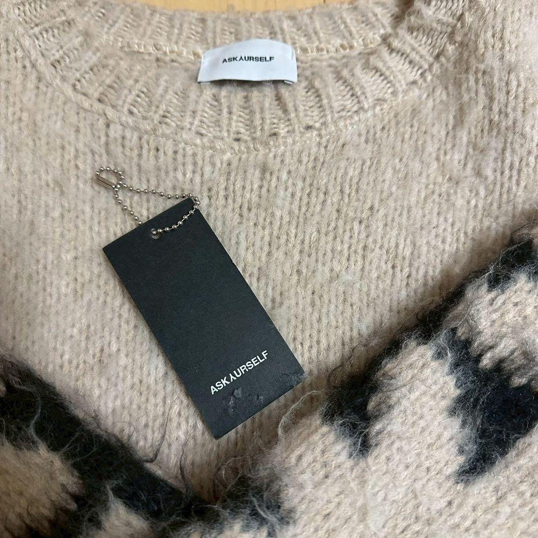 ASKYURSELF アスクユアセルフ BRUSHED CROSS KNIT