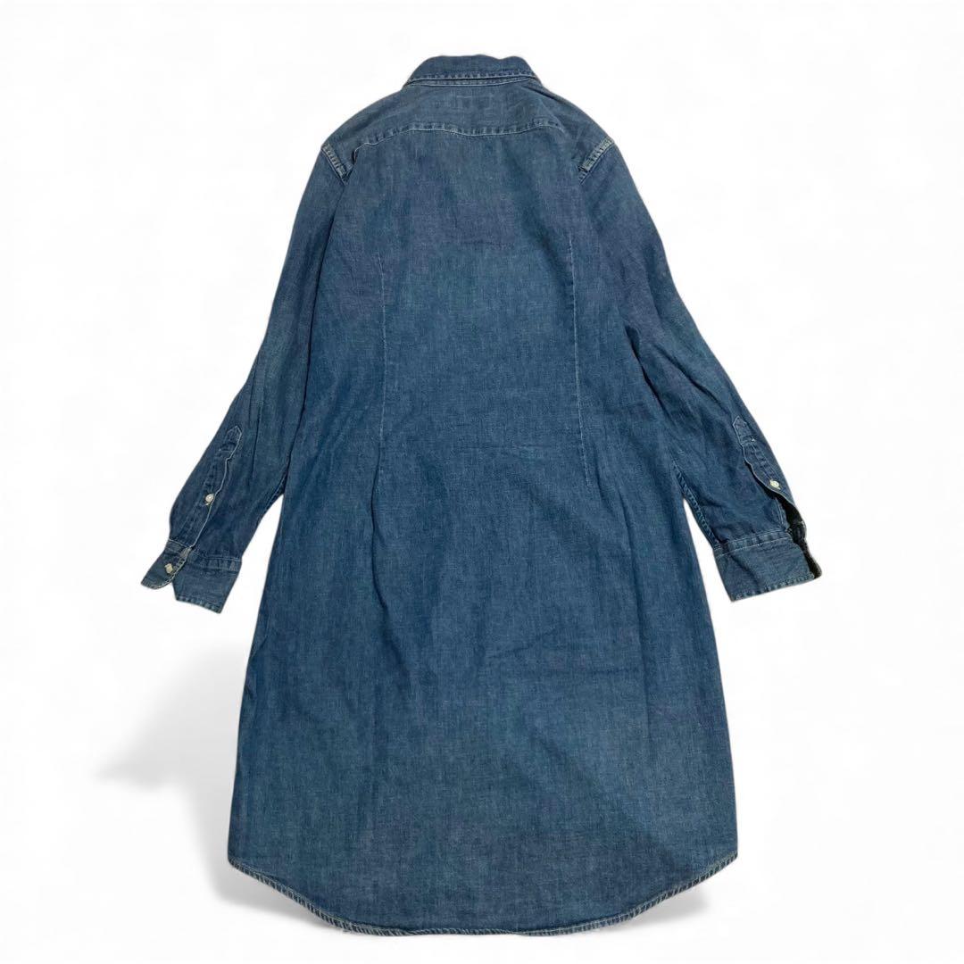 訳あり★ラルフローレン デニムシャツワンピース ポニー刺繍 シェルボタン