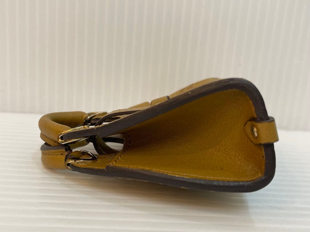 良品 GUCCI グッチ レザーチャーム マイクロバッグ キーホルダー GG