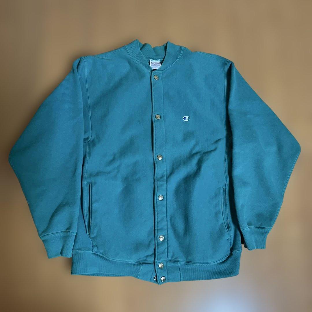 90s Champion リバースウィーブ スナップカーディガン ターコイズ