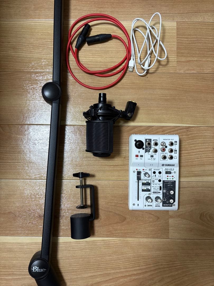 【配信セット】コンデンサーマイク　ミキサー　マイクスタンド　ケーブル