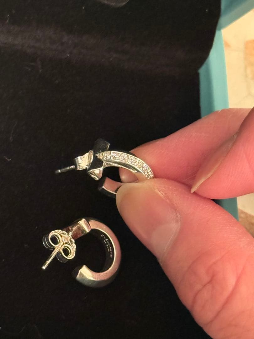 n_t1007さん専用 シルバー ストーン付き フープピアス