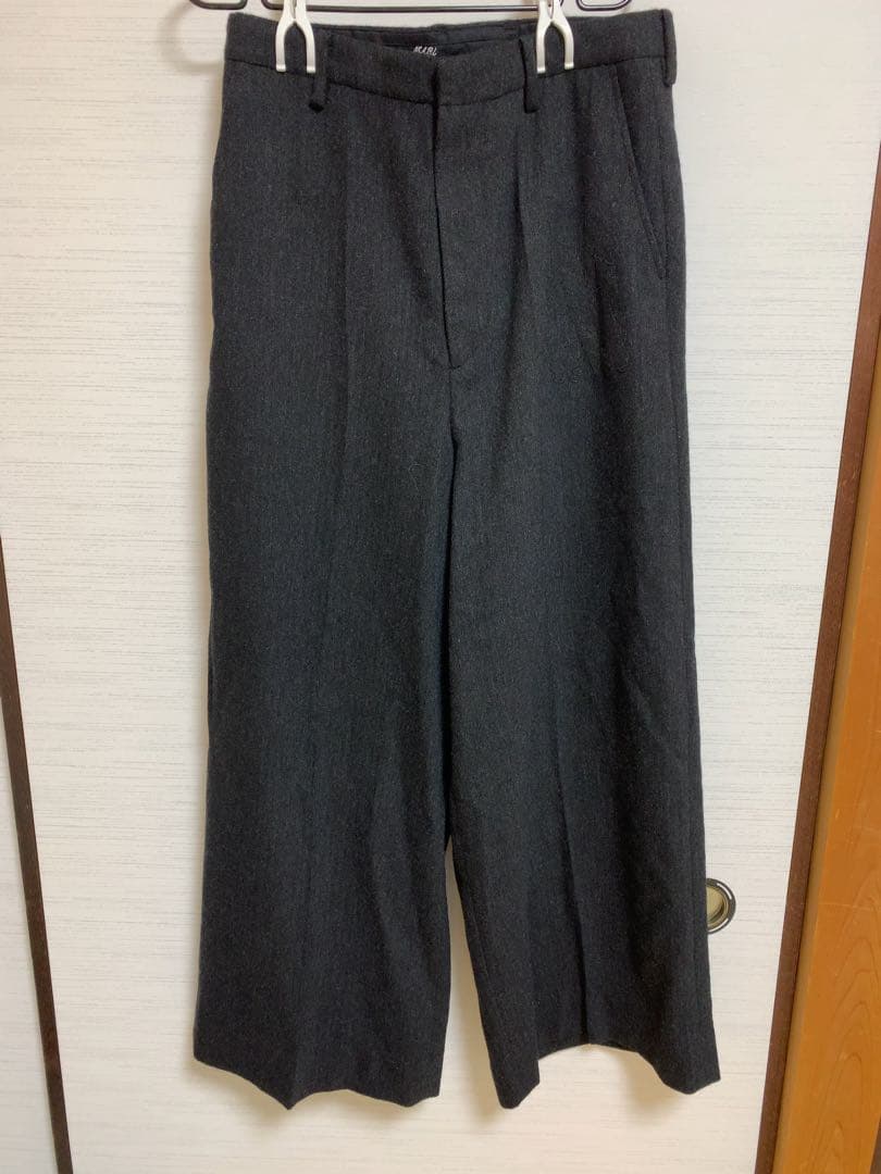 masu 25aw INITIAL WIDE TROUSERS ブラック