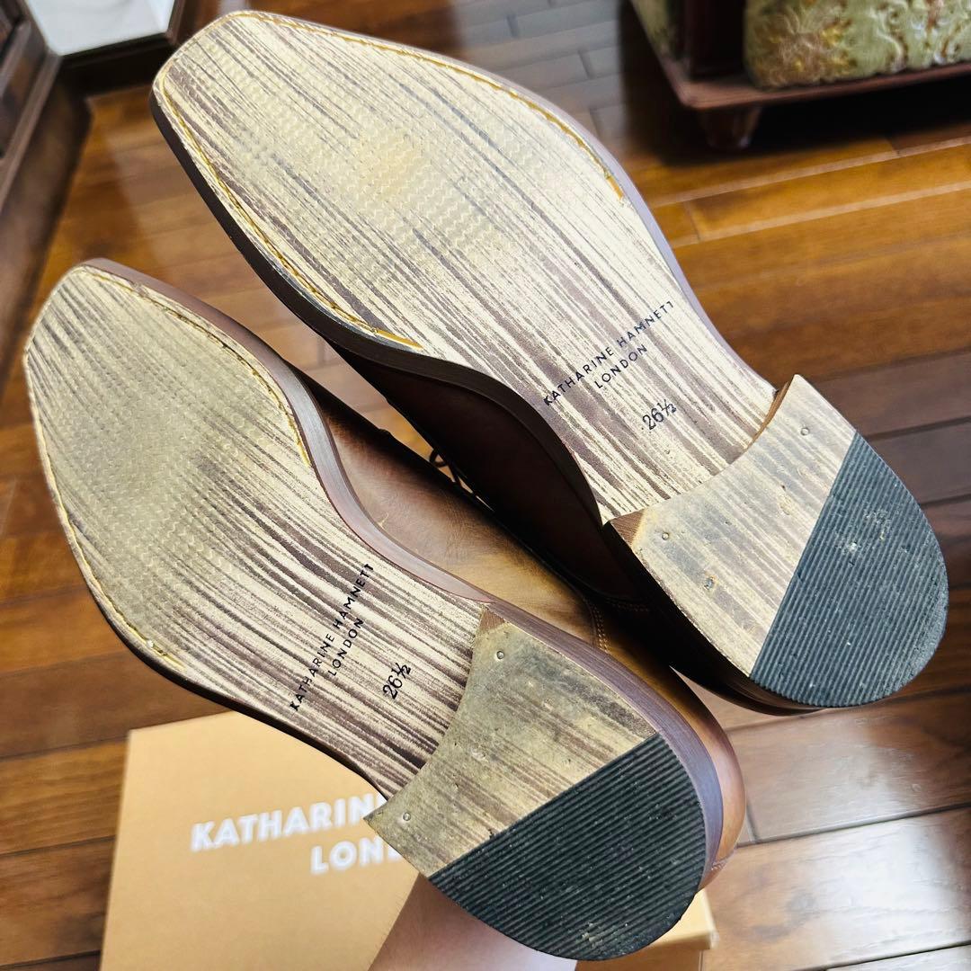 【美品/26.5cm】 キャサリンハムネットロンドン 革靴 ブラウン 茶