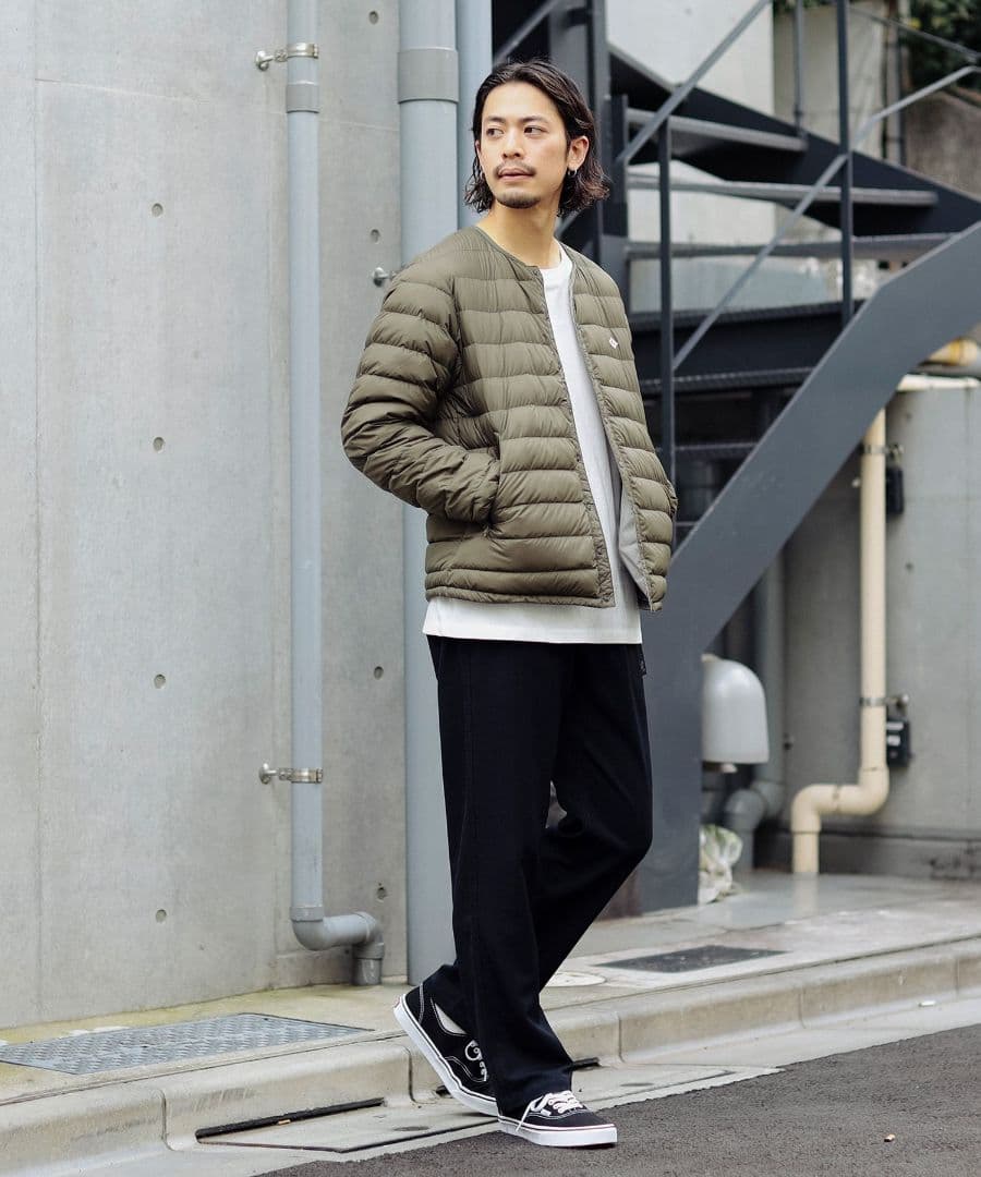 ★美品★DANTON ノーカラーインナーダウン ジャケット　サイズ　M