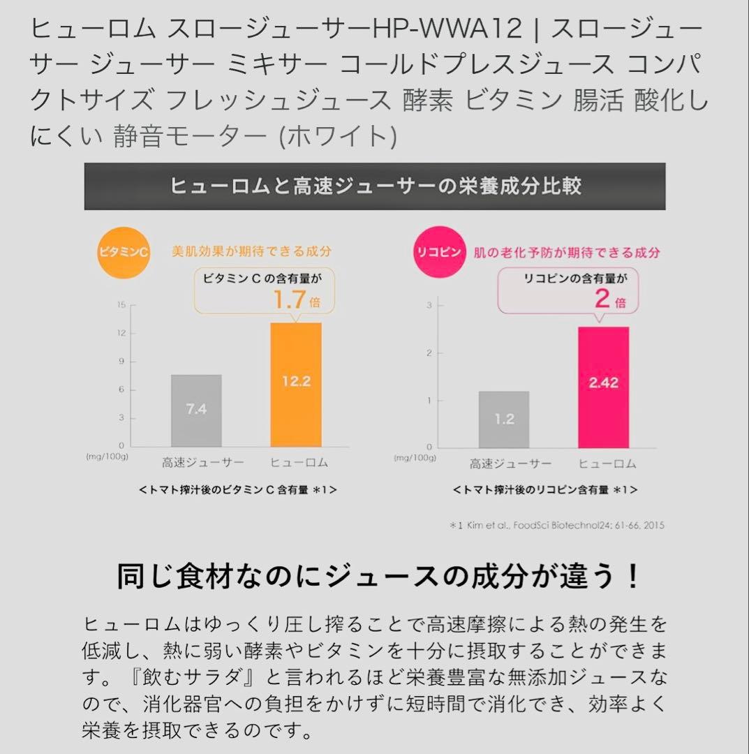 Hurom スロージューサー HP-WWA12 ホワイト