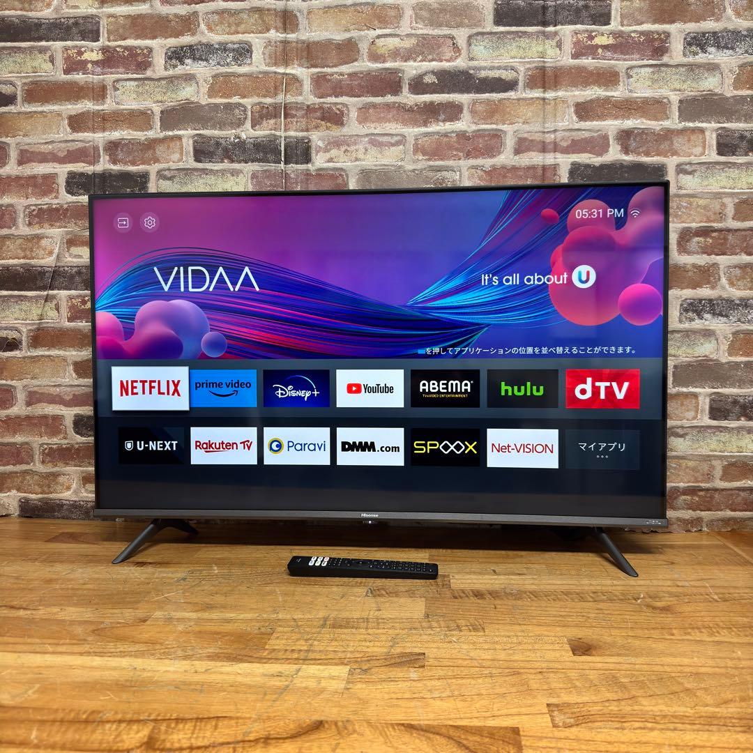 ハイセンス 43V型 液晶テレビ 4Kチューナー内蔵 43A65H 動画アプリ○