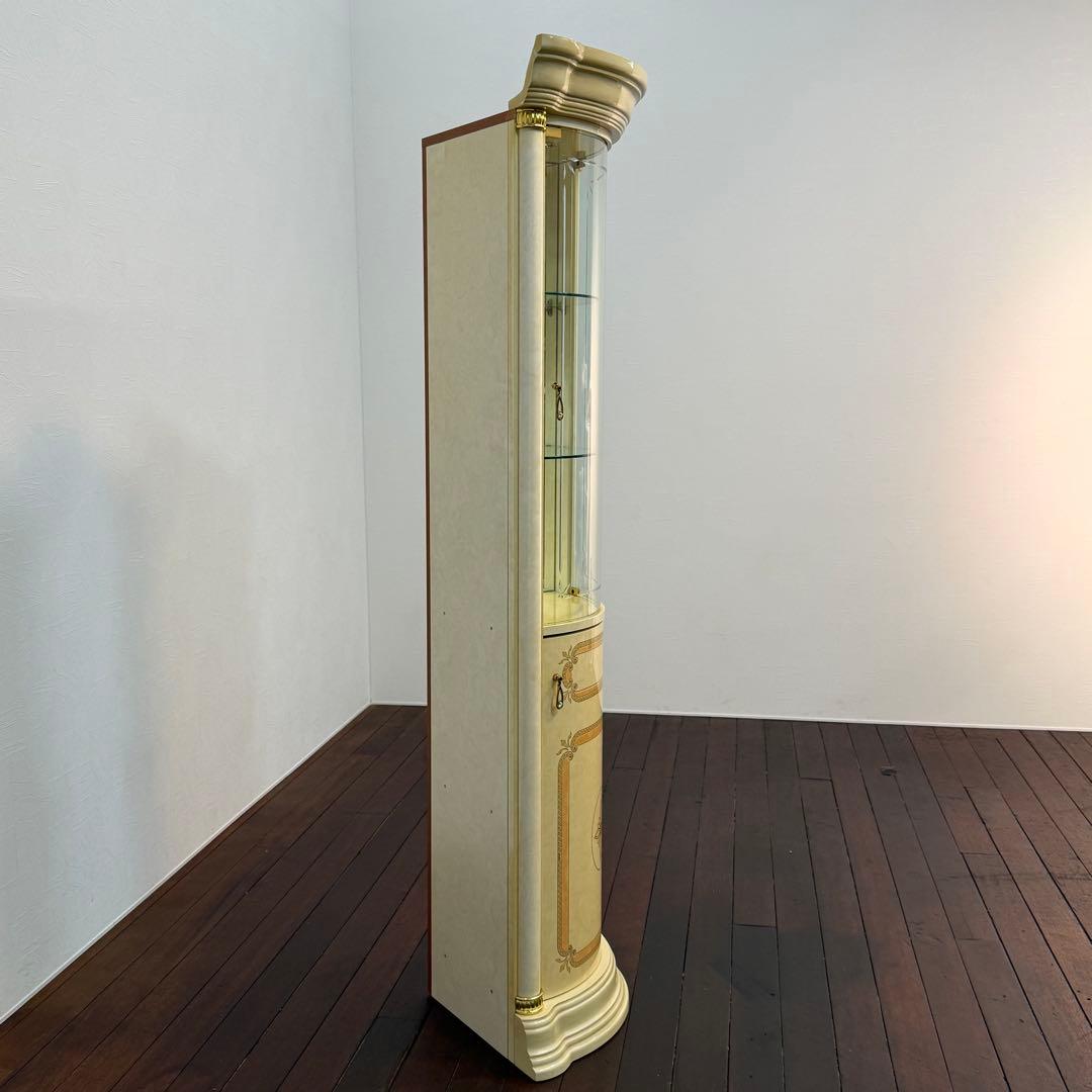 H112K68d イタリア製 コーナーキャビネット ミラーバック ロココ調