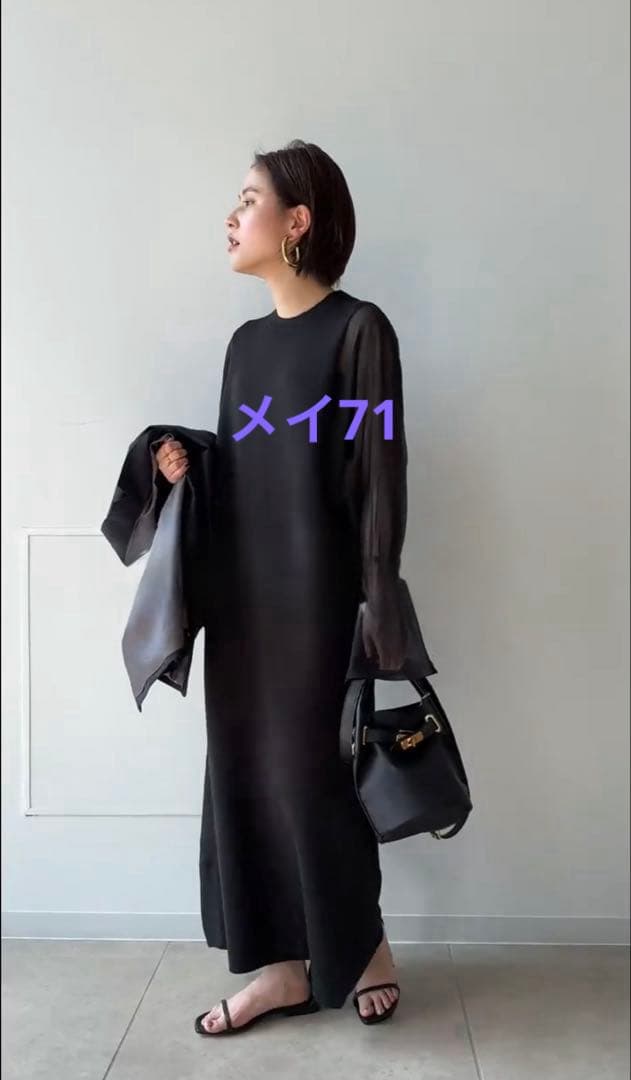 Curensology ランタンスリーブニットワンピース