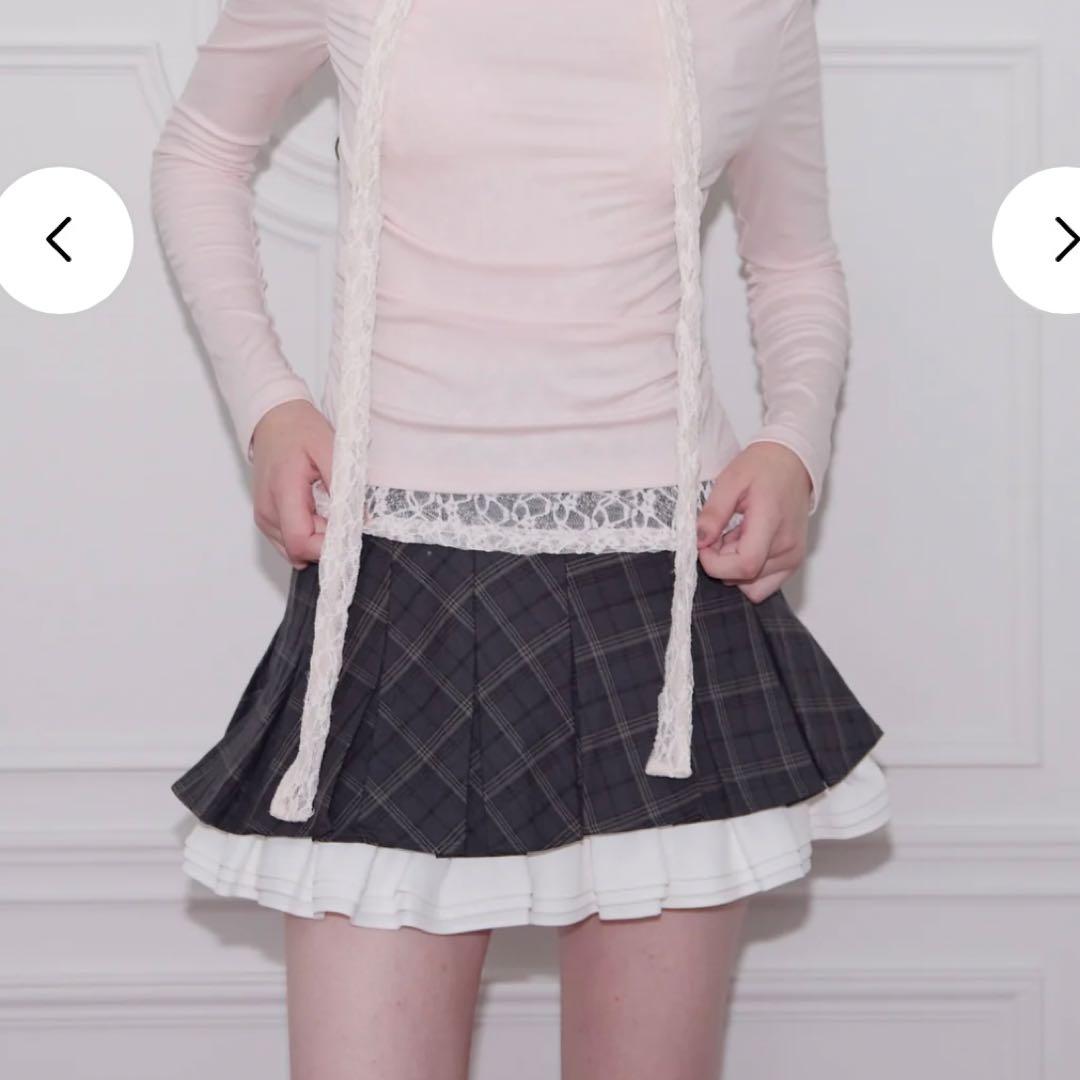 スカート Treaturself Ribbon pleats frillminiskirt