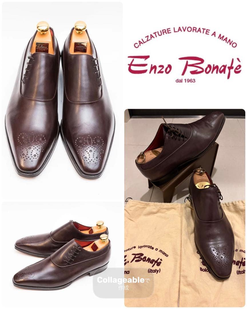 r*a様 【美品】エンツォ ボナフェ サイドレース レザーシューズ サイズ8