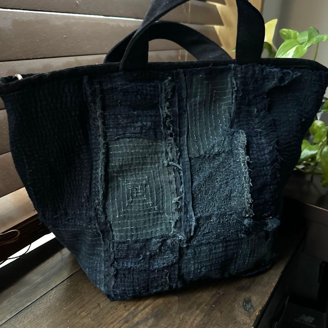 ⚠️J J 総刺し子2wayバッグ/藍染／襤褸