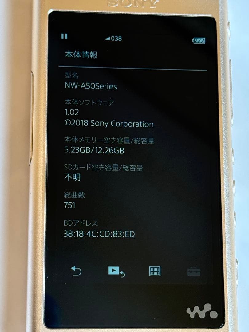 美品　SONY NW-A55 16GB ペールゴールド