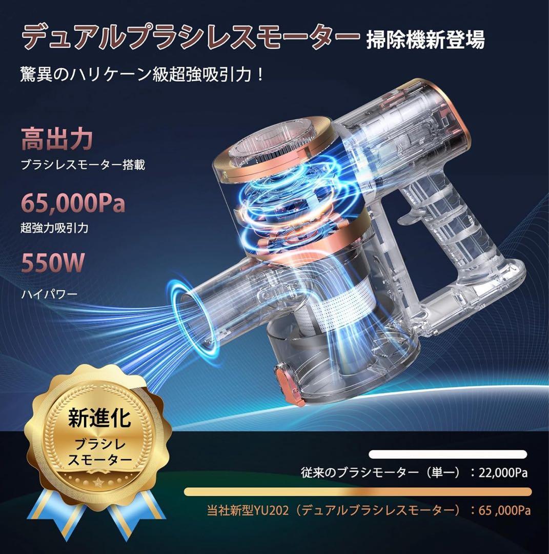 掃除機 グリーンLEDライト　コードレス　軽量　自立式　LED液晶ディスプレイ