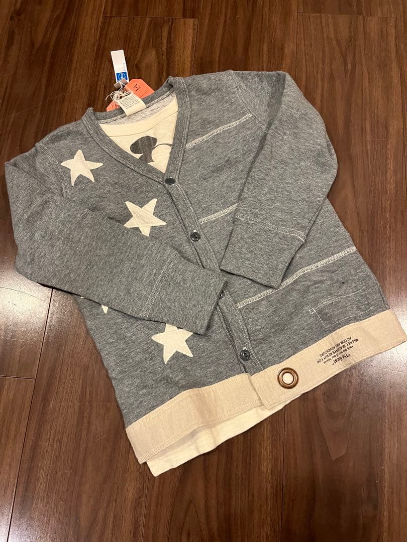 1.4万 新品 DENIM DUNGAREE ミッキー レイヤード カーディガン