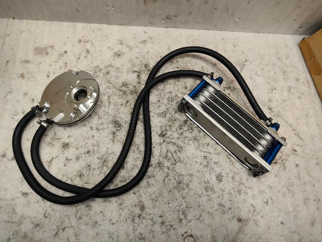 絶版 シグナスX 用 KN企画製削り出しパネル付き オイルクーラー ホースセット