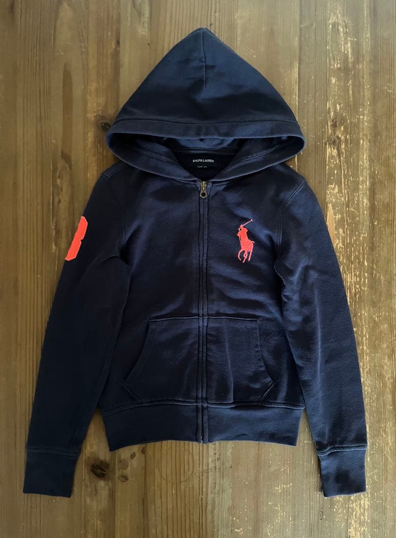 ラルフローレン　ビッグポニー　パーカー　　　刺繍入り　ネイビー