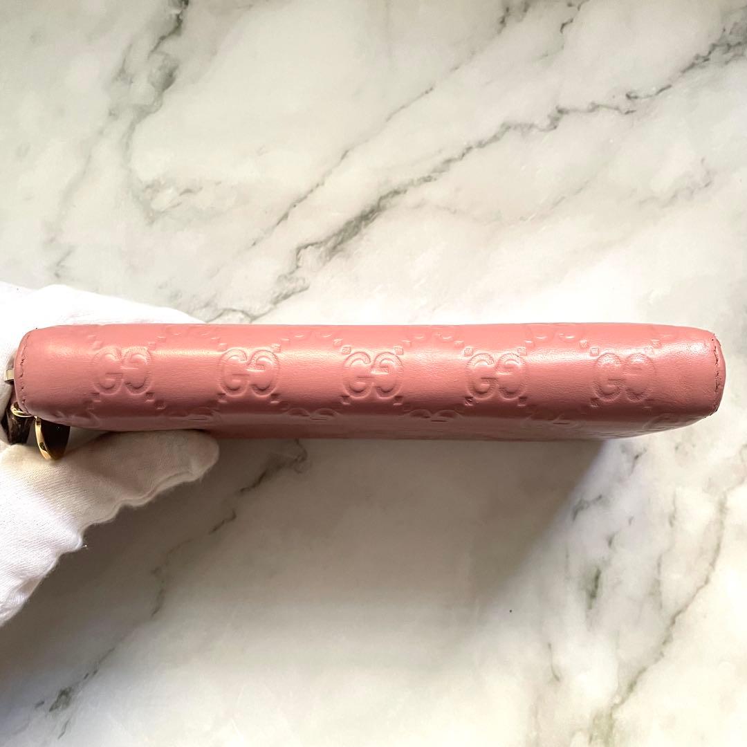 グッチGUCCI シマレザー　長財布　ラウンドファスナー　0111-⑥