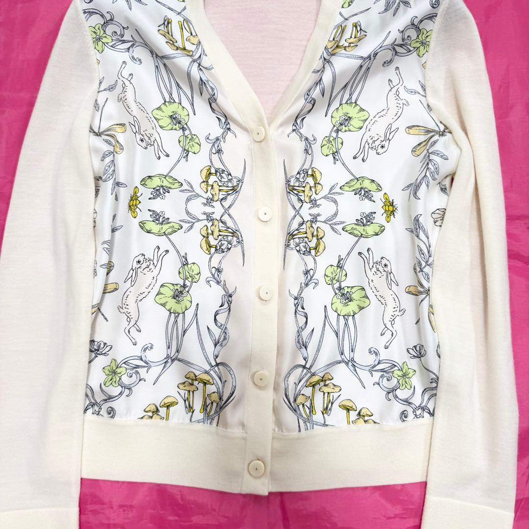 【美品✨】トリーバーチ　カーディガン　シルク　ラビット　総柄　XS 2024年