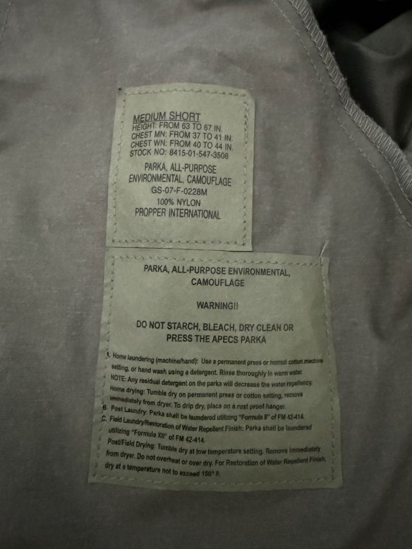 M-S 米軍実物 空軍 USAF APECS ABU ゴアテックスパーカー