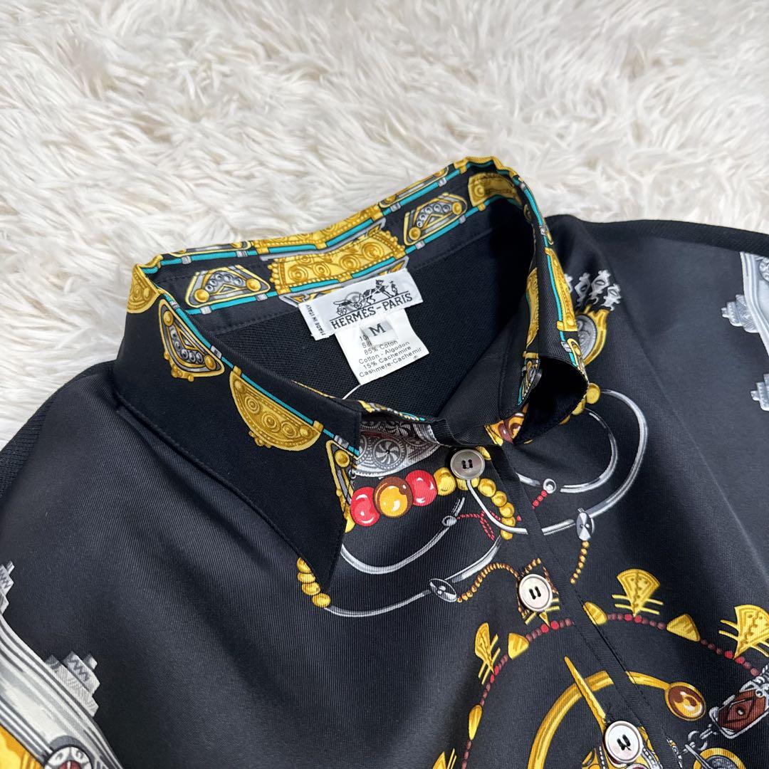 レア！ 極美品✨ HERMES ポロシャツ シルク カシミヤ混 ニット 切り替え